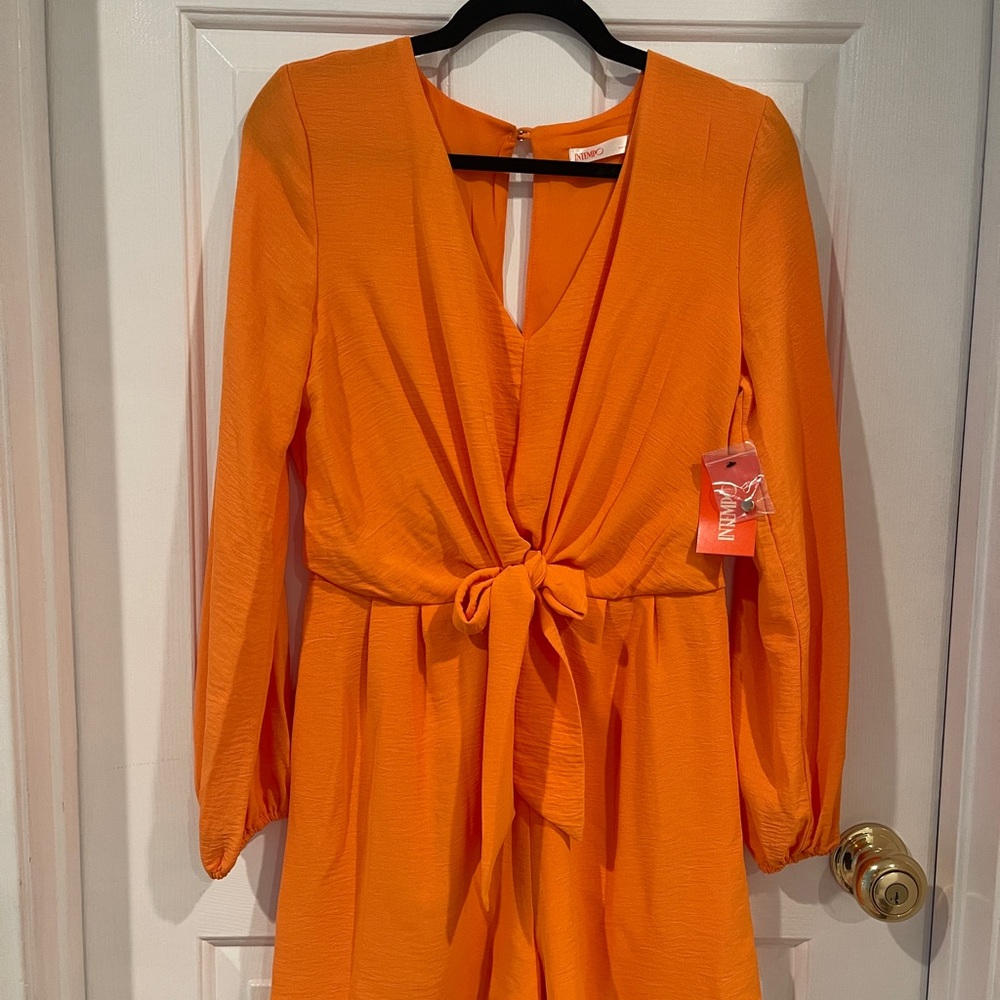Orange Long Sleeve Jumpsuit